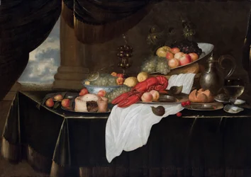 Sumptuous Still Life with a Lobster and Fruit